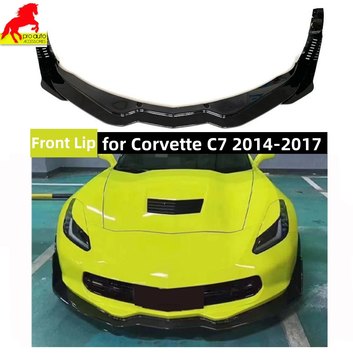 

Front Lip Bumper Spoiler Splitter for Chevrolet Corvette C7 2014-2017 ABS Trim Cover Diffuser Body Kits Black Car Accessories