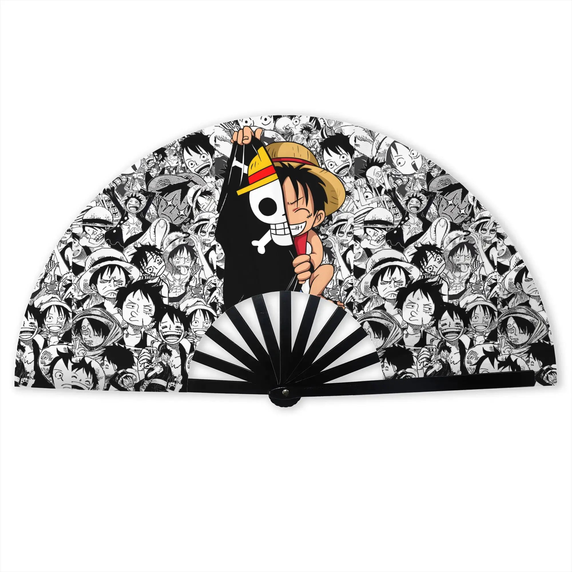 Anime One P-Pieces Luffy Traditional Folding Fan  Oriental Art  High-Quality Polyester Fans Gift  Exquisite Decorative Hand Fan