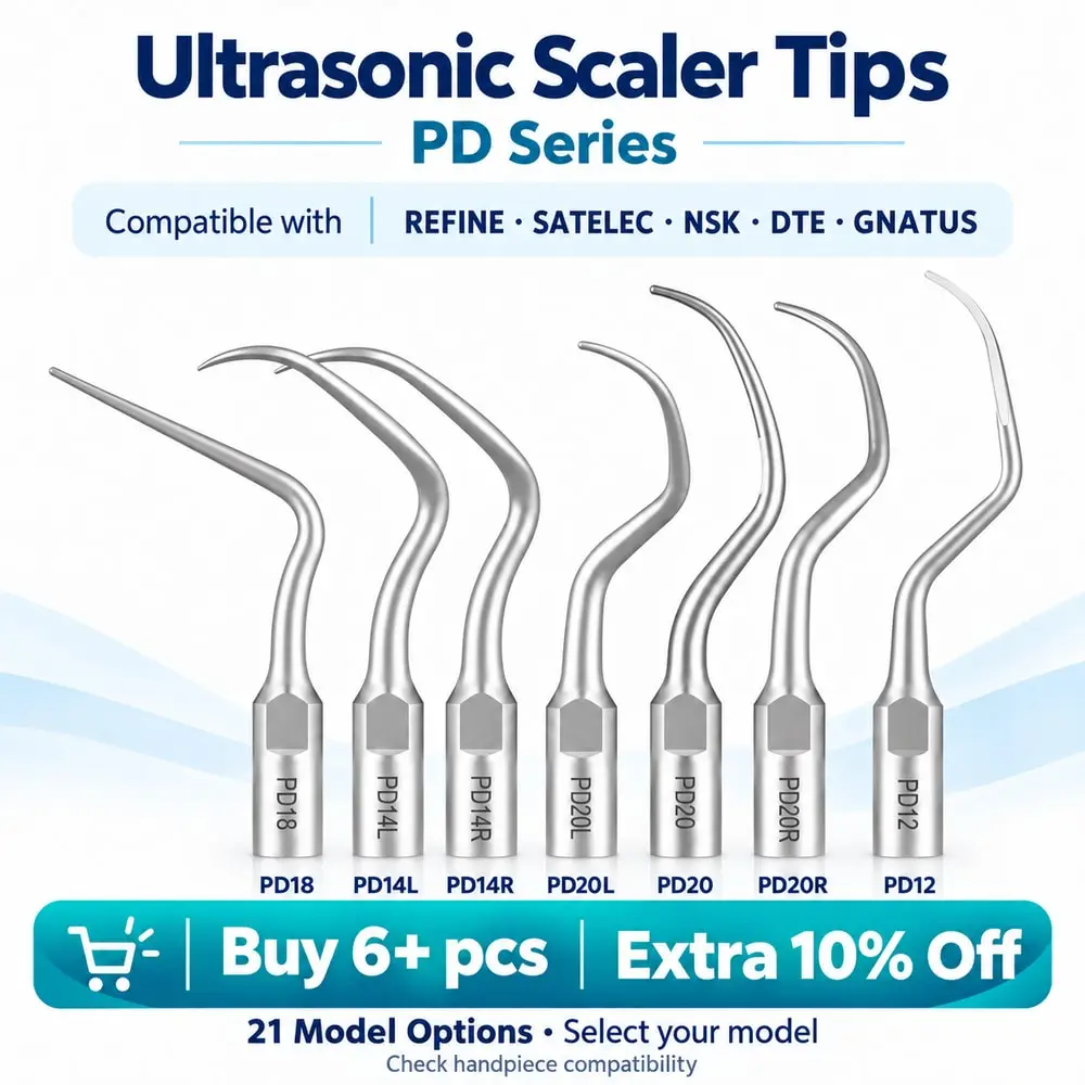 Dental Ultrasonic Scaler Tips PD Series Compatible with REFINE SATELEC NSK DTE GNATUS Periodontal Scaling Tips