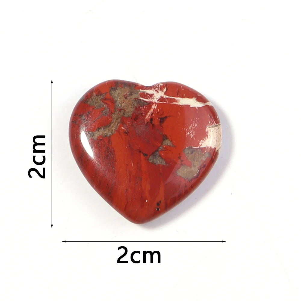 5Pcs 2cm Heart Natural Stone Beads Crystal Tiger Eye Agate Amber Rose Quartz Amethyst Lazurite No Hole Stone Family Ornament view 2