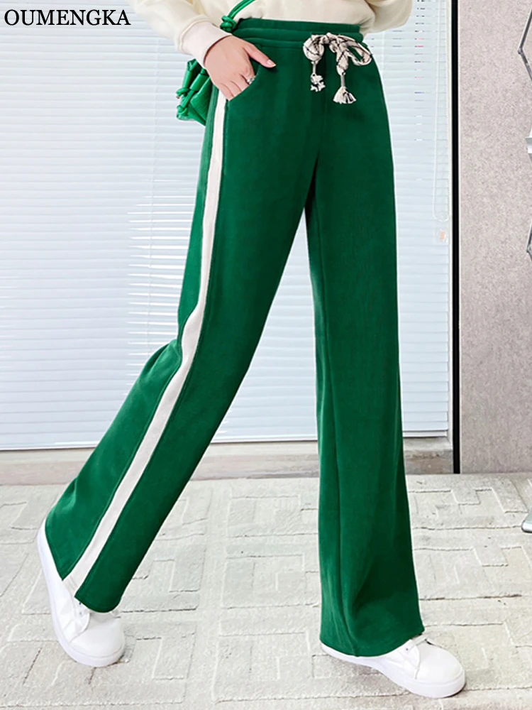 

Women Autumn Corduroy Joggers Pants High Waist Winter Vintage Stright Sweatpants Fashion Side Stripe Baggy Streetwear S-4XL