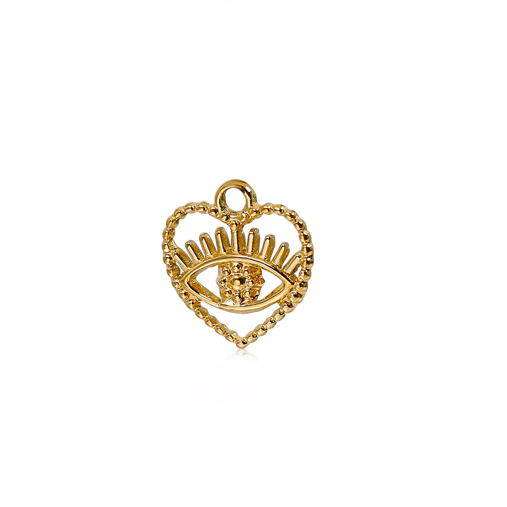 2Pcs Stainless Steel Hollow Heart Love Eye Pendant Charms DIY Necklace Bracelet Jewelry Findings view 3