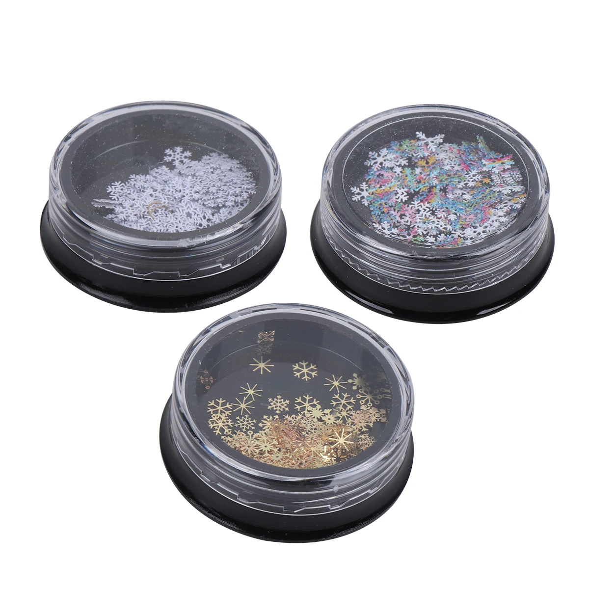 

3pcs Colorful Snowflake Nail Sequins Christmas Diy Nail Art Stickers Decorative Paillettes For Party Holiday Home