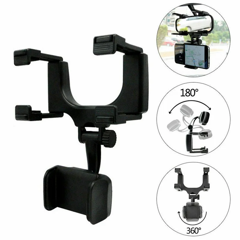 Car Hanging Phone Holder Rearview Mirror Mount Phone Stand Universal 360 Degree Phone Anti Shake Sponge Clip Bracket