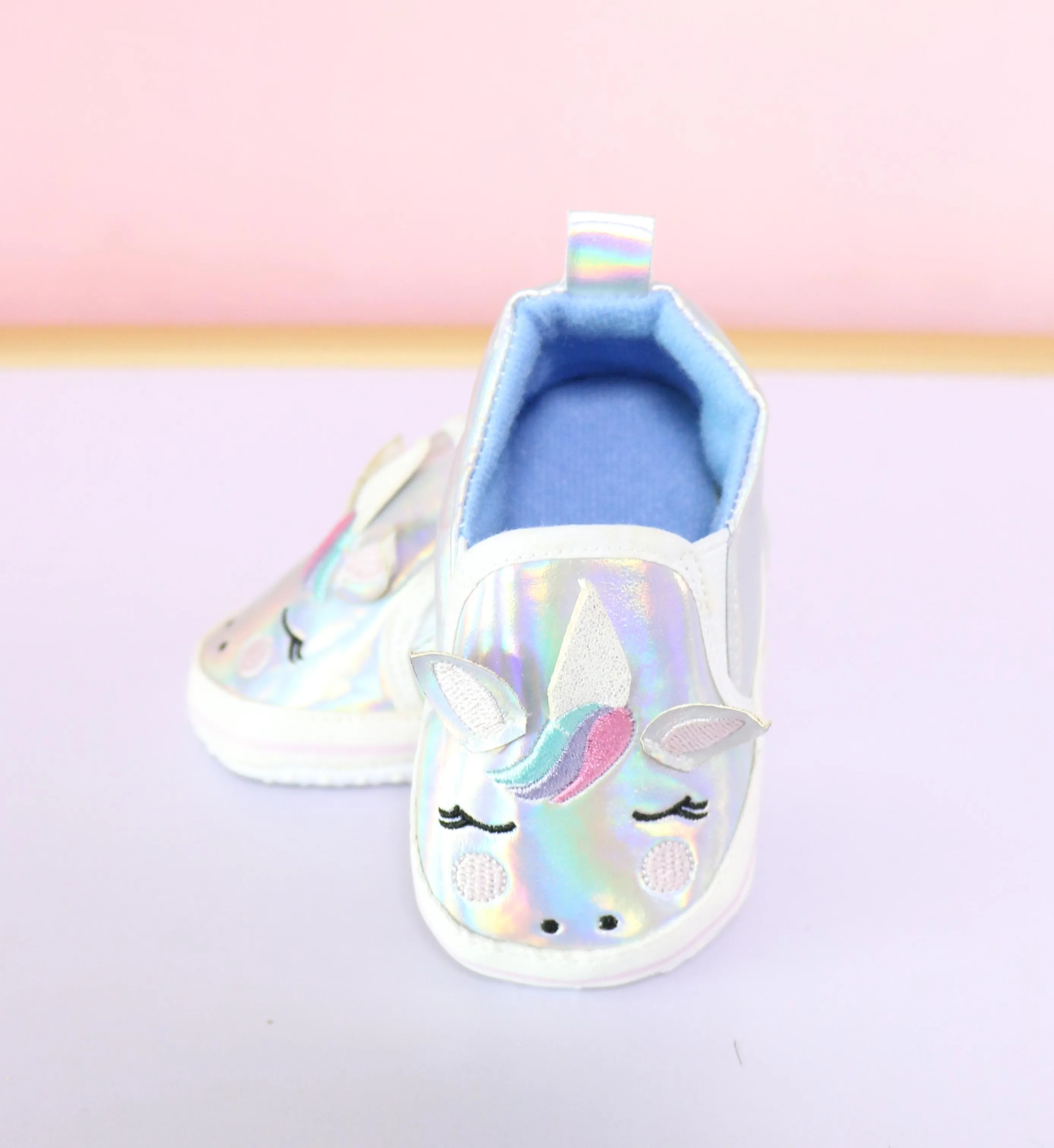 YingHuanMei  Unicorn embroidery Shoes for 22-24 inch reborn baby and Toddler doll  9.5 cm length