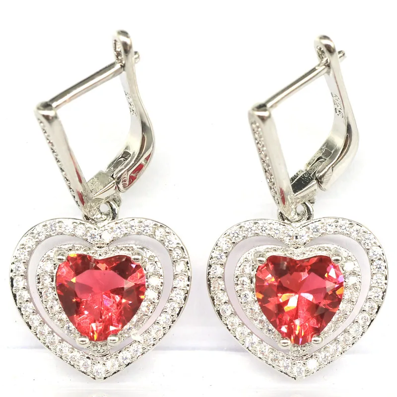 31x17mm Romantic Heart Shape London Blue Topaz Morganite Alexandrite Topaz Zultanite Swiss Blue Topaz CZ Silver Earrings