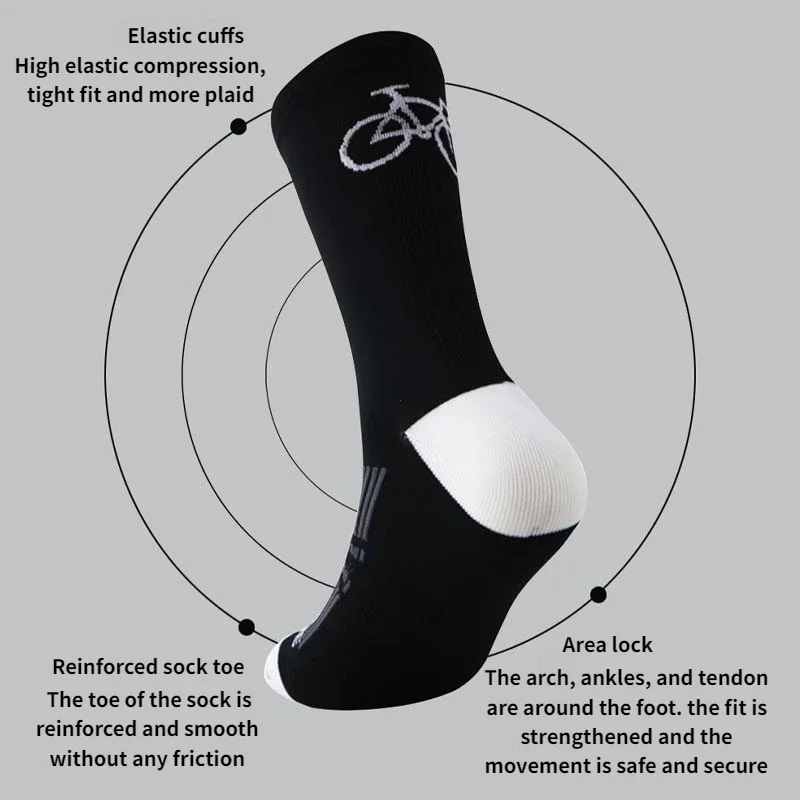 1/4Pairs Medium Tube Quick Drying Breathable And Wear-resistant Sport Socks Road Bicycle Socks Outdoor Racing Cycling Socks