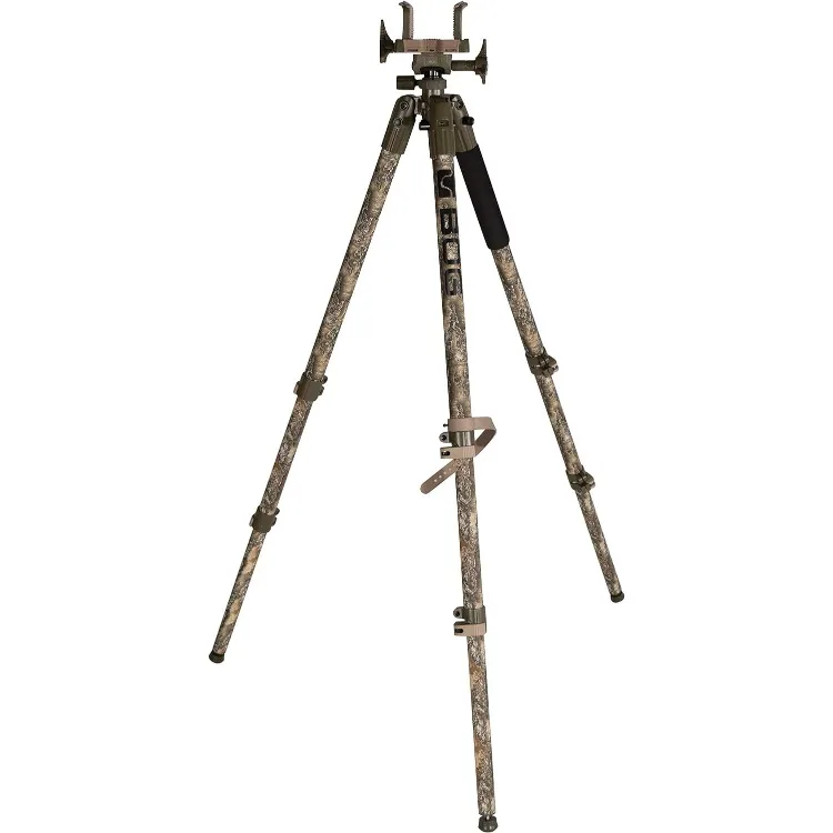 DeathGrip Realtree Excape Camo Tripod with Durable Aluminum Frame, Lightweight, Stable Design, Bubble Level, Adjustable Legs,