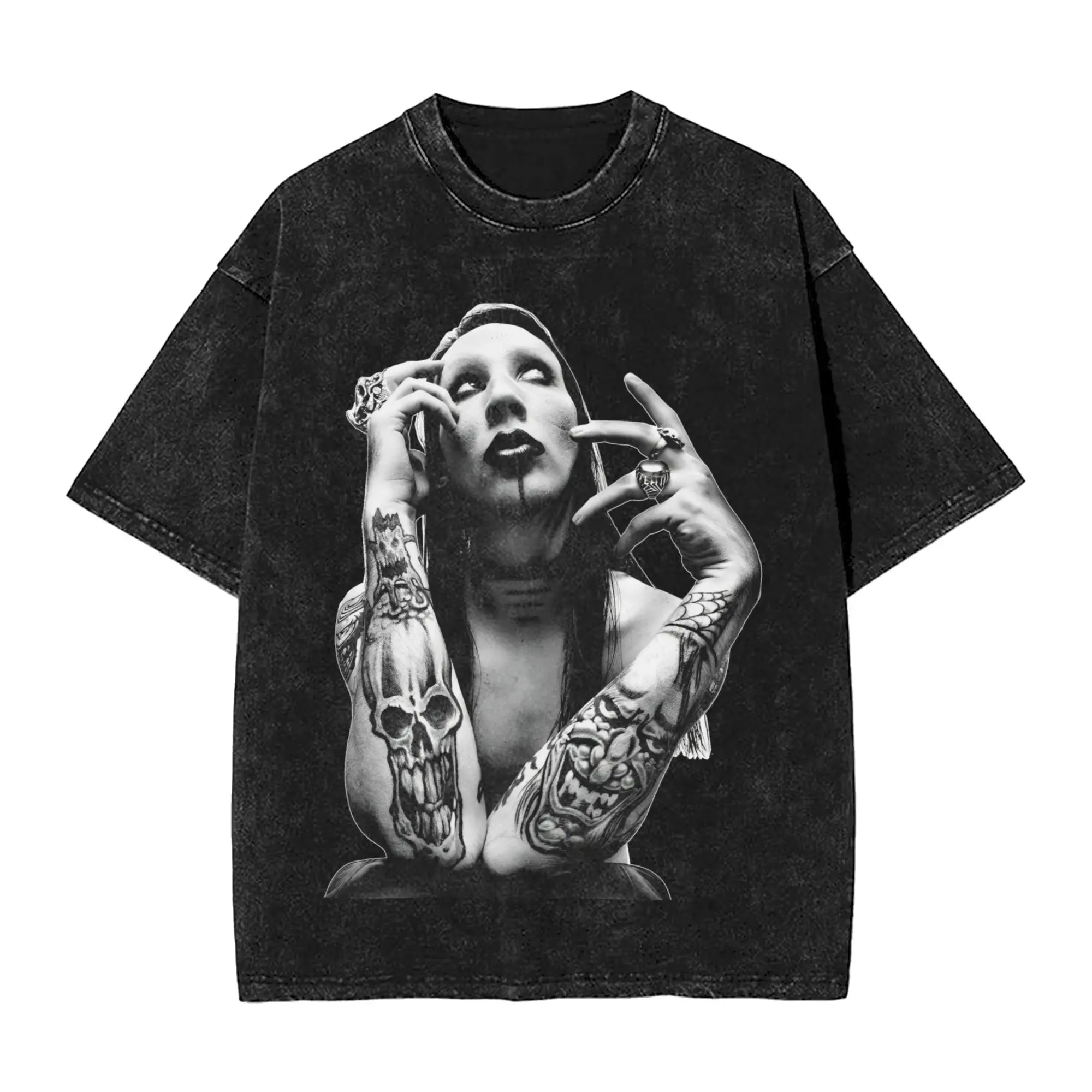 Marilyn Manson  T-Shirt  Hip Hop T Shirts Short Sleeves Y2K Funny Tops Beach Cotton O Neck Plus Size Clothing