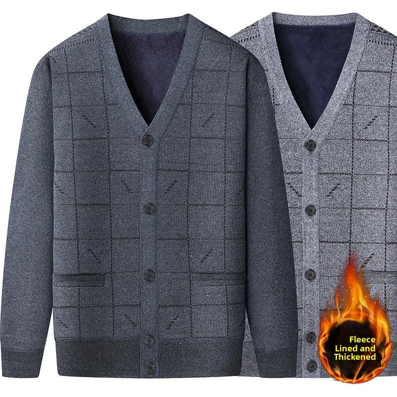 

Мужской вязаный кардиган Thiened Fce: теплая зимняя верхняя одежда, повседневный, удобный, дышащий топ