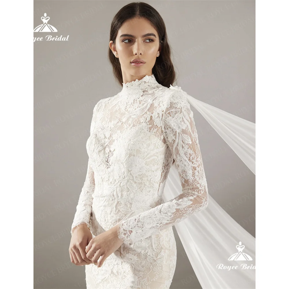 Roycebridal High Neck Mermaid Wedding Dress 2025 Lace Court Train Wedding Gown Customizedفساتين سهرةwedding party dresssuknia śl