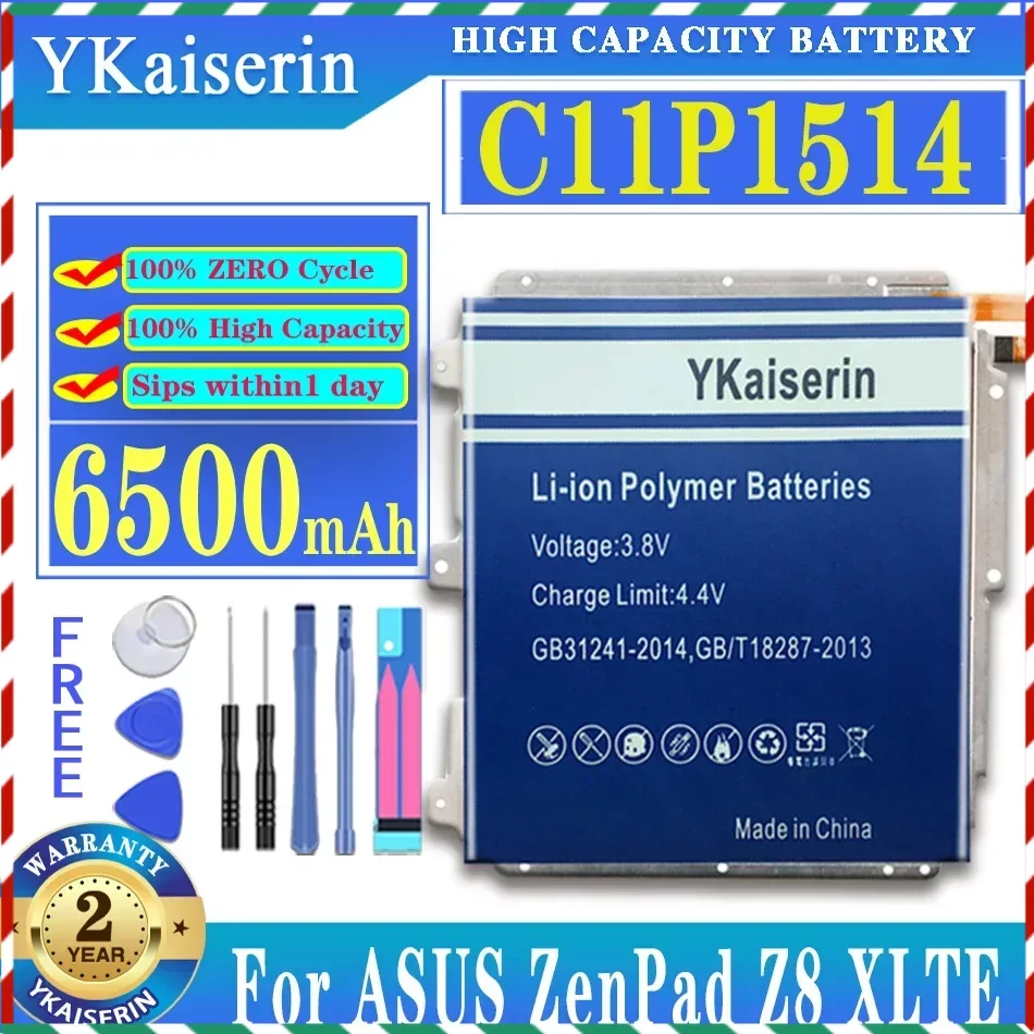 

YKaiserin Battery 6500mAh C11P1514 for Asus ZenPad 3 ZenPad3 8.0, Zenpad Z8, ZenPad Z8 XLTE, ZT581KL, P008, Z581KL Batteria