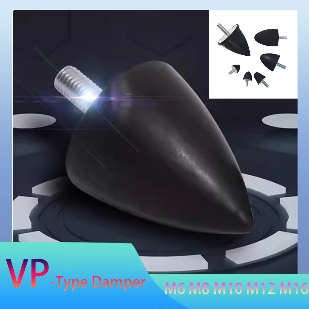 1Pcs VP-Type Damper Single Thread Male-End M6 M8 M10 M12 M16 Conical Pointed Rubber Shock Absorber Isolation Mount Teardrop