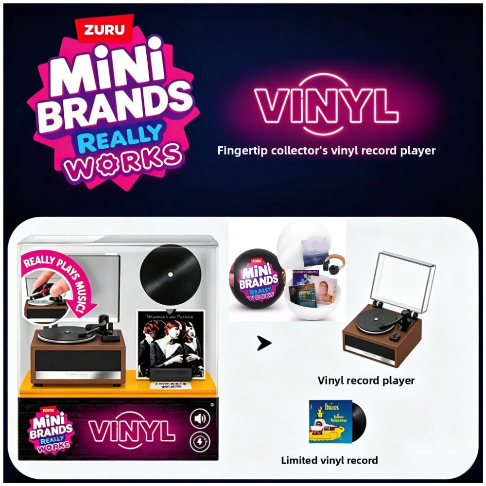 Neuer Vinyl-Plattenspieler mit ZURU Mini Vinyl-Platte Miniatur Blind Ball Blind Bag Blind Box Figur Bento Box Überraschungsbox Spielzeug