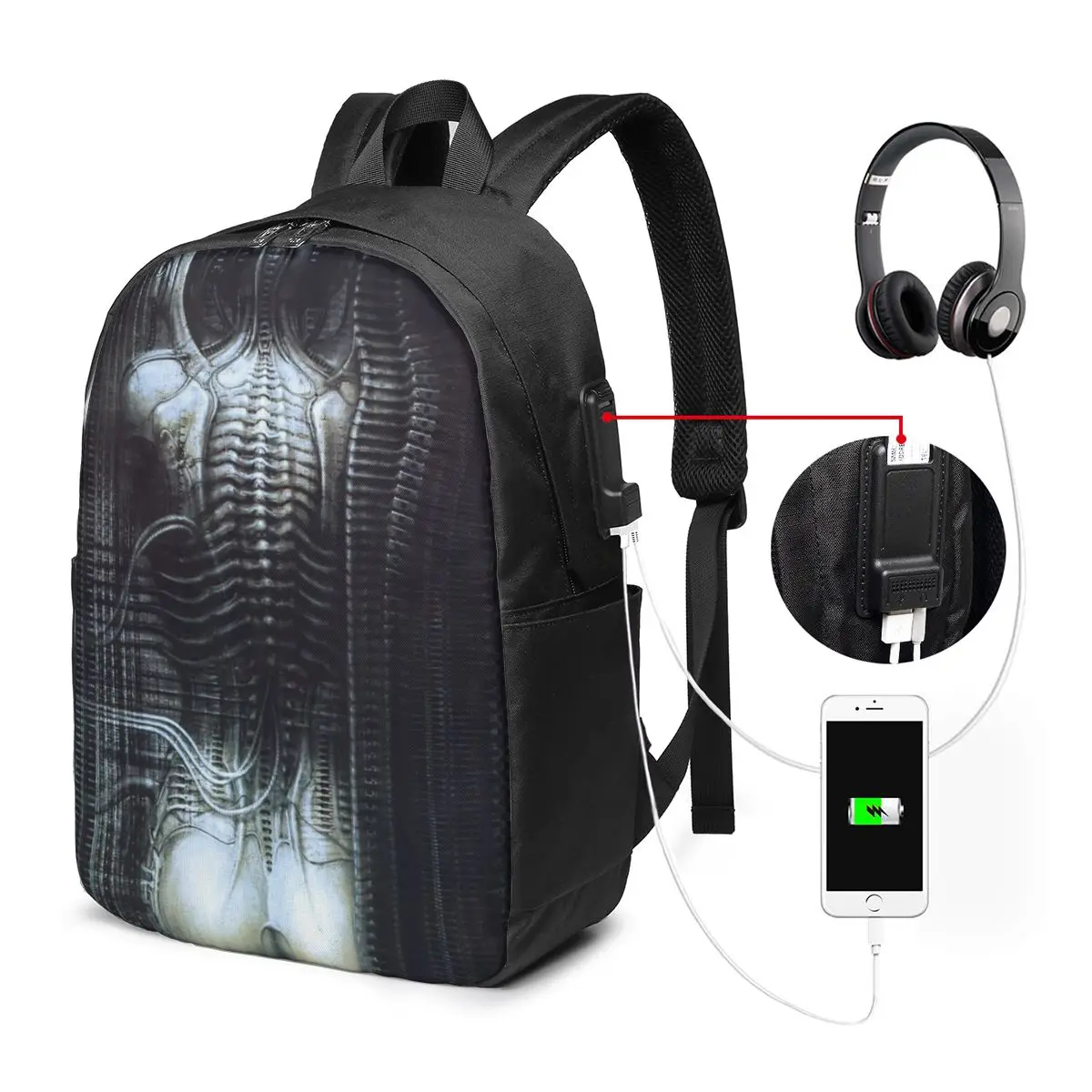 

New York City Vi Torso H R Giger Backpack Travel Notebook Bag Computer College Student School Bag Laptop Shoulder Bags