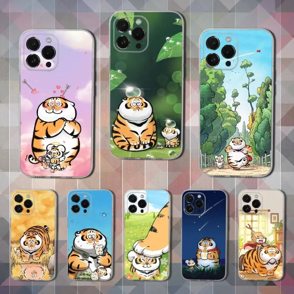 

Cute Art Cartoon Tiger Phone Case For iPhone 16,15,14,13,12,11 Pro,Max,Plus,X,XS,XR,SE,Mini Transparent Soft Cover