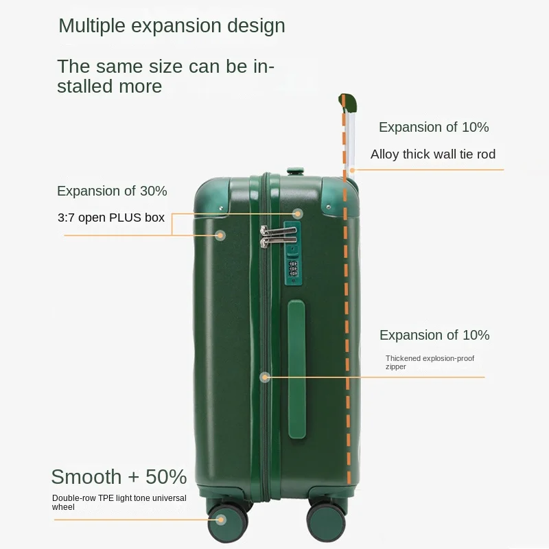 Mala multifuncional de grande capacidade com senha de 26 polegadas e mala de cabine de 20 polegadas para homens e mulheres