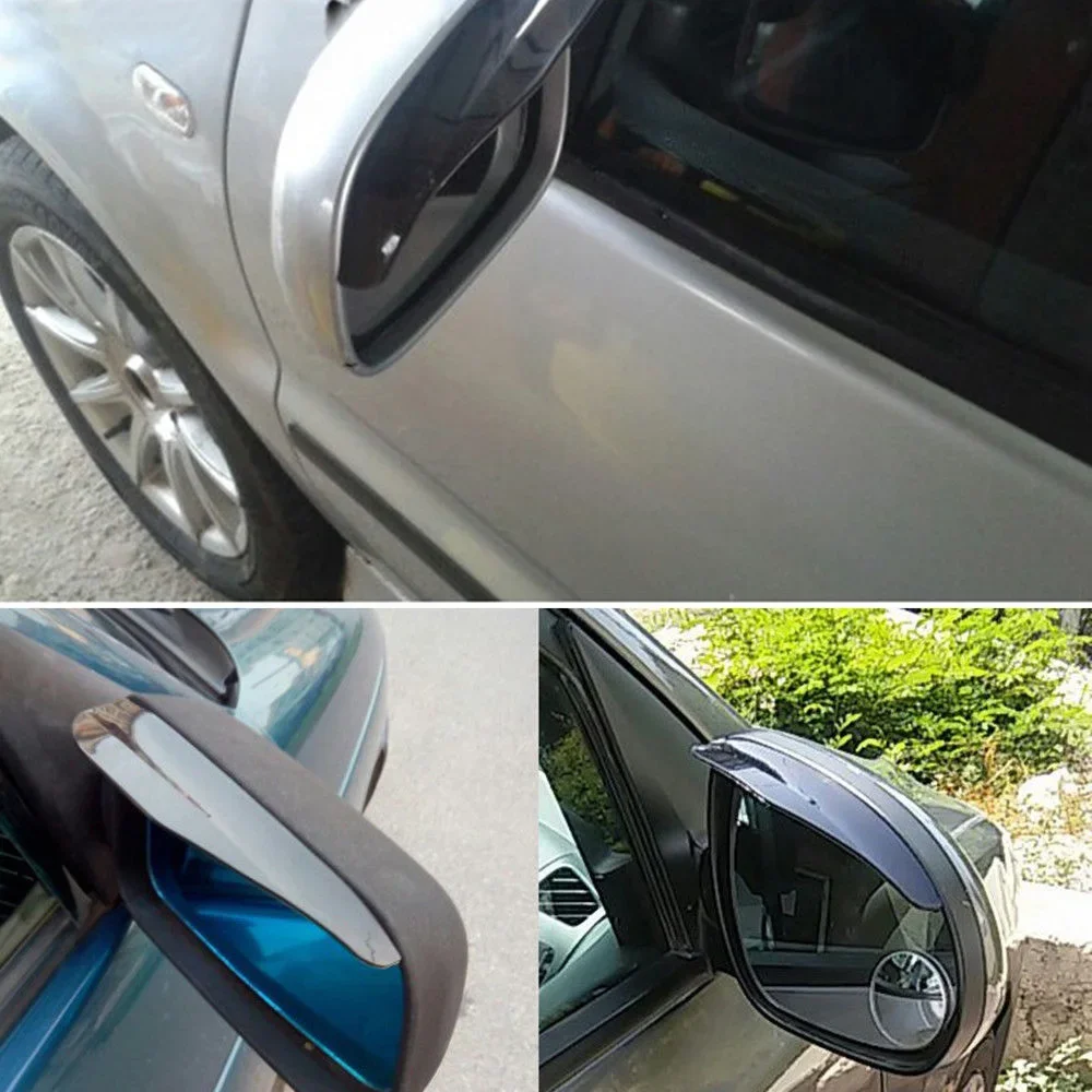 Side Mirror Sun Visor Rain Board Eyebrow Cover Sun Cars Shade Shield 1 Pair Rear View PVC 7x2 inches High Quality