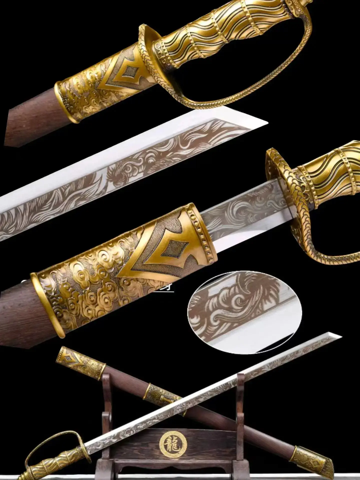 

Traditional Chinese Kungfu Battle Cavalry Sword, Real Handmade Multi Refined Spring Steel Blade, Integrated Metal Handle