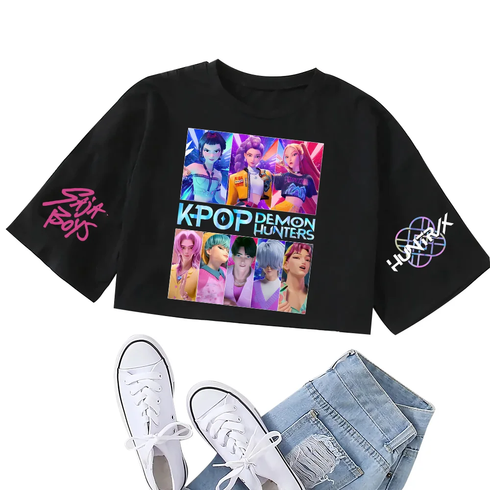 

Kpop Demon Hunters HUNTRIX Saja Boys T Shirts Girls O-Neck Casual Women Summer Shirts Cotton T-shirt High Quality Y2K Clothing