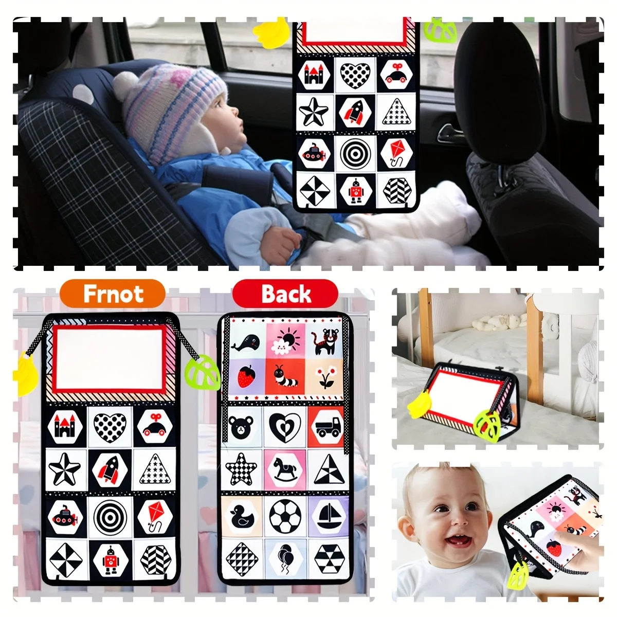 Spiegelboek voor kinderen, opvouwbaar speelgoed voor zintuiglijke ontwikkeling op de vloer, bevordert de hersenenontwikkeling, perfect vakantiecadeau, willekeurige kleur