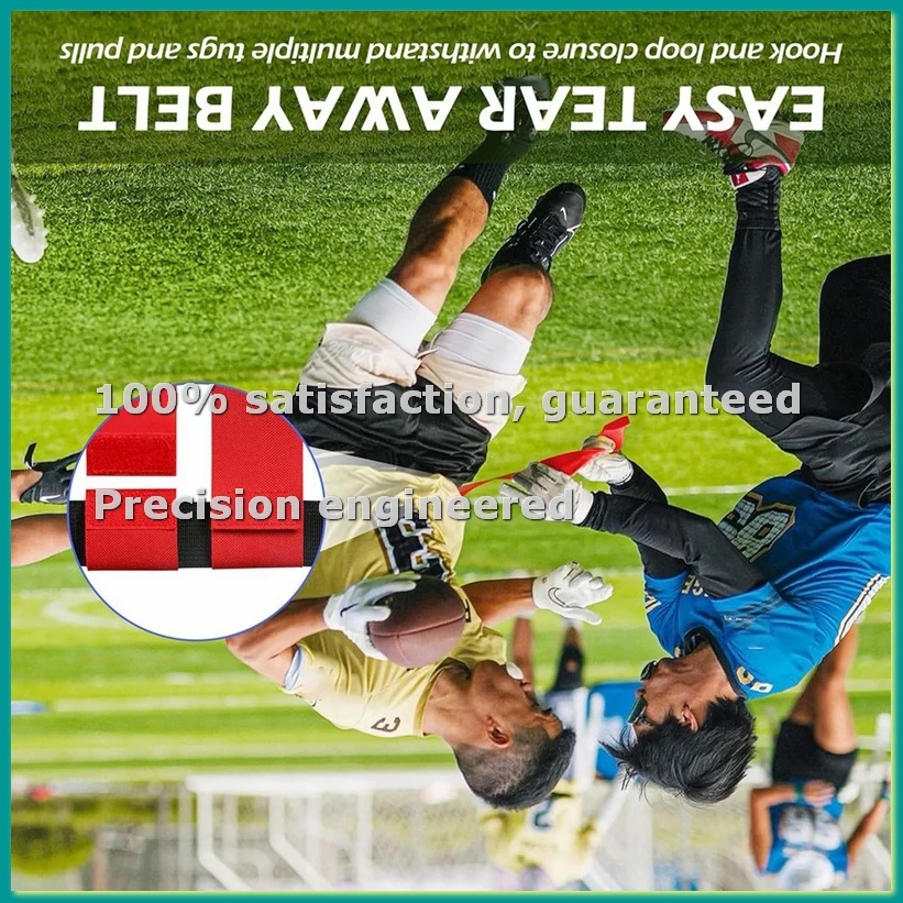 Flag Football Belts, 14 Player Adjustable Flag Football Set for Sports Training Competition (Red & Blue)-A14I