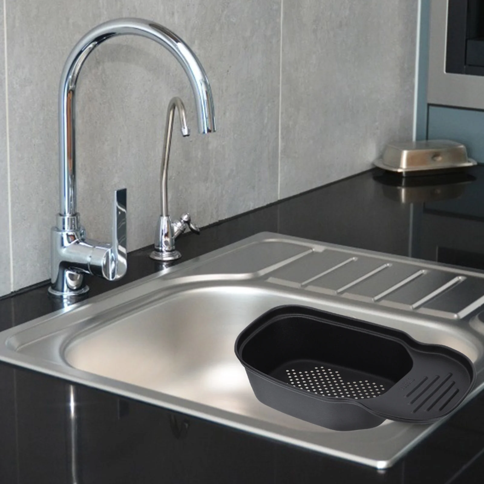 

1Pcs Thickened Stainless Steel Drain Basket Kitchen Sink Strainer Saddle Shape Rust Resistant Multifunctional Vegetable Fruit