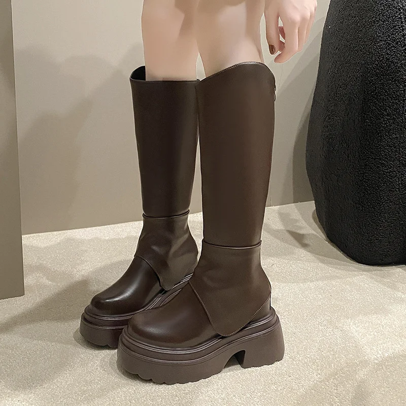 Bottes de chevalier basses au genou pour femmes, optique de jambe, grand tube, petit, automne, nouveau, 2023