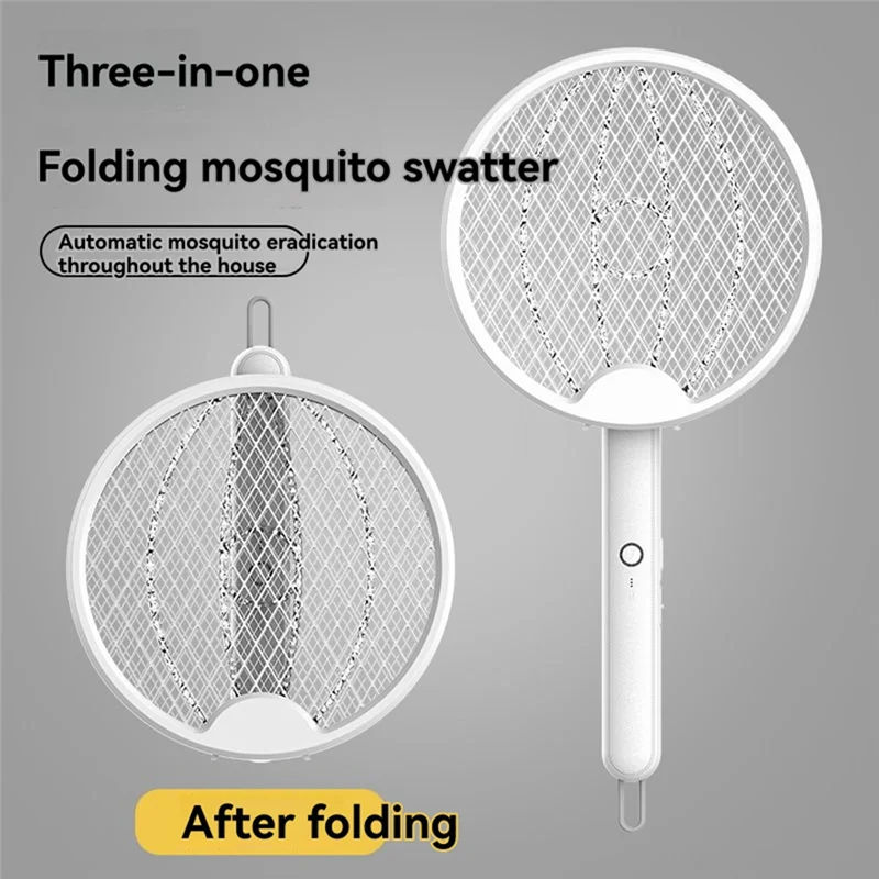 A85I-Electric Fly Swatter Two-In-One Fly Swatter Foldable Electric Mosquito Swatter Electric Mosquito Swatter