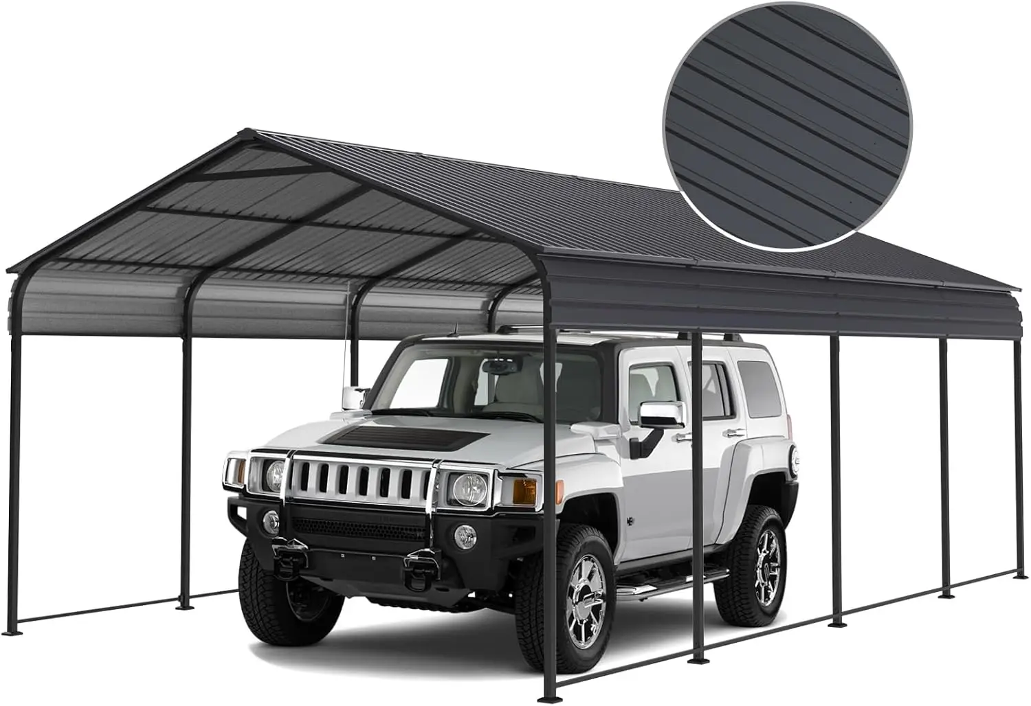 

12x20x8.7 FT Carport with Galvanized Steel Roof, Heavy Duty Metal Carport Canopy, Car Shelter Garage for Pickup, Boat, Car