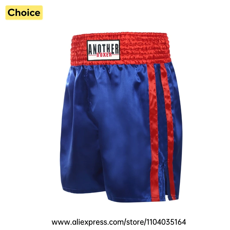 Unisex Box-Kampfshorts aus glattem Satin, Muay-Thai-Trainingsshorts mit elastischem Bund, Sportshorts für Kickboxen, MMA, Sparring, Fitness