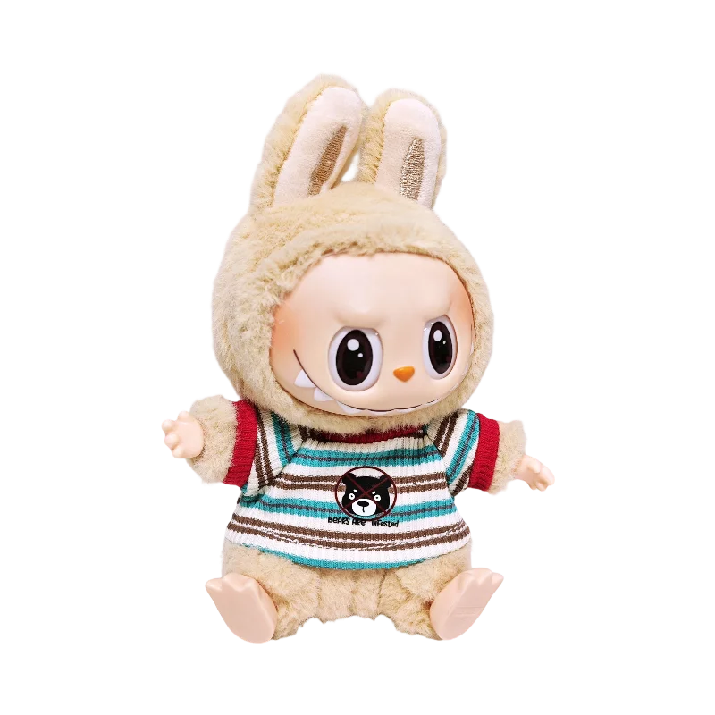 Labubu ตุ๊กตาแฟชั่นชุดเสื้อสีขาวน่ารักหมวกสัตว์ Overalls ตุ๊กตาเสื้อผ้าอุปกรณ์เสริมของขวัญสําหรับตุ๊กตา 17 ซม