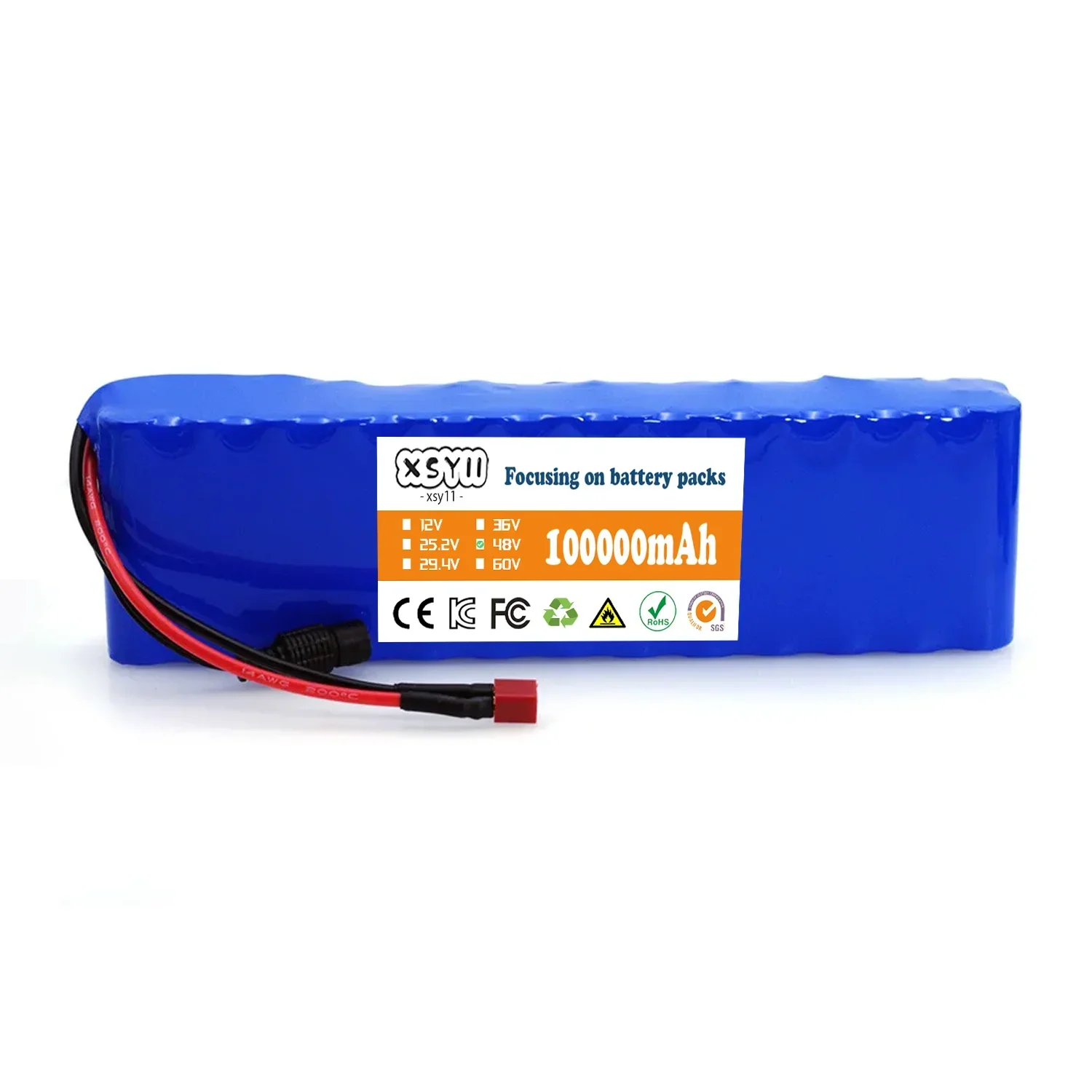 13S2P 48V 100Ah High Power 18650 Battery Electric Vehicle Electric Motorcycle DIY Battery with BMS + 54.6V 2A Charger