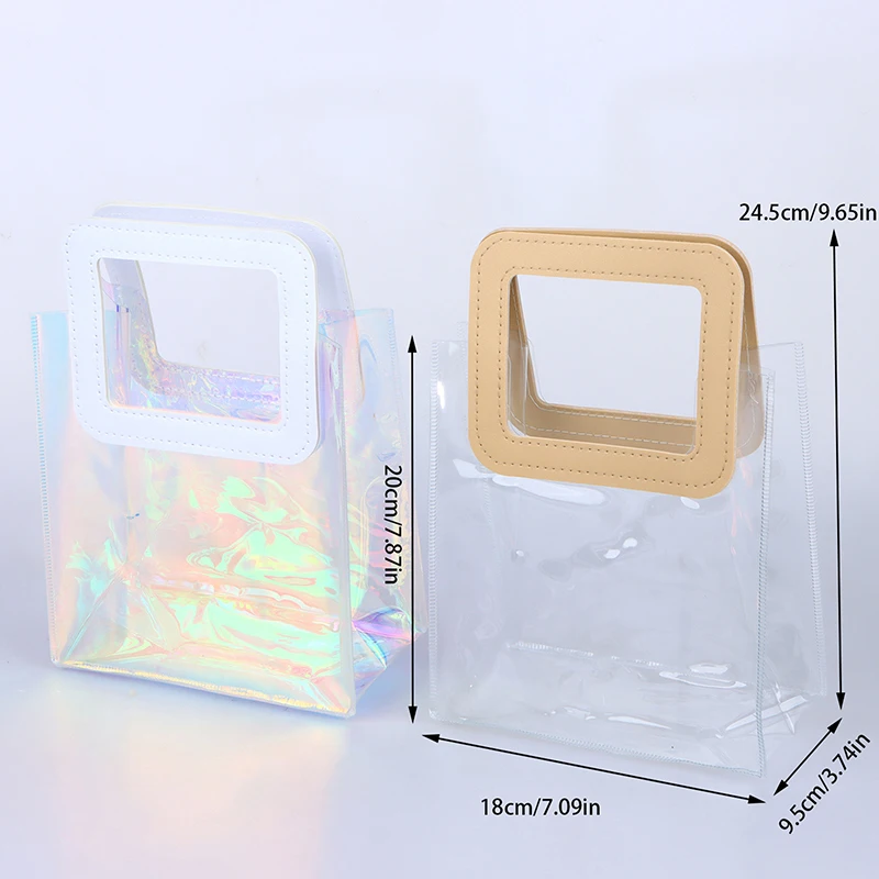 ถุงผ้า PVC ใสสุดสร้างสรรค์ถุงช้อปปิ้งพร้อมหูหิ้วใช้ซ้ำได้อเนกประสงค์ถุงซานตาของขวัญกระเป๋าถือความจุขนาดใหญ่ถุงซานตา