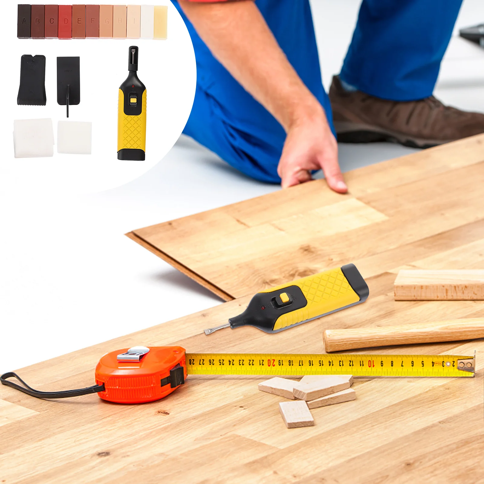 1 مجموعة طقم تصليح الأثاث تصميم مرمم لاسلكي لترميم فجوة الأرضية الصفائحية تثبيت الصيانة المنزلية #5