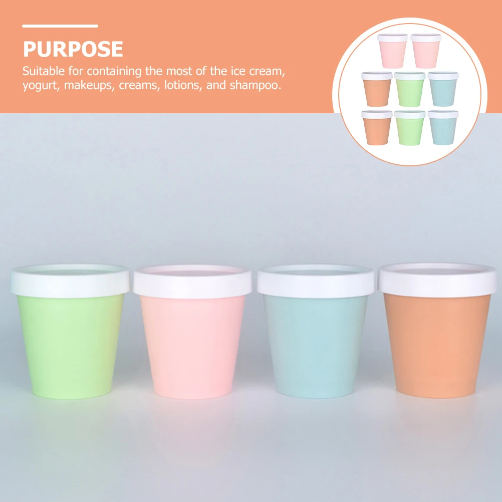 

8 Pcs Plastic Cups with Lids Small Ice Cream Dome PP Dessert Desserts Containers Yogurt