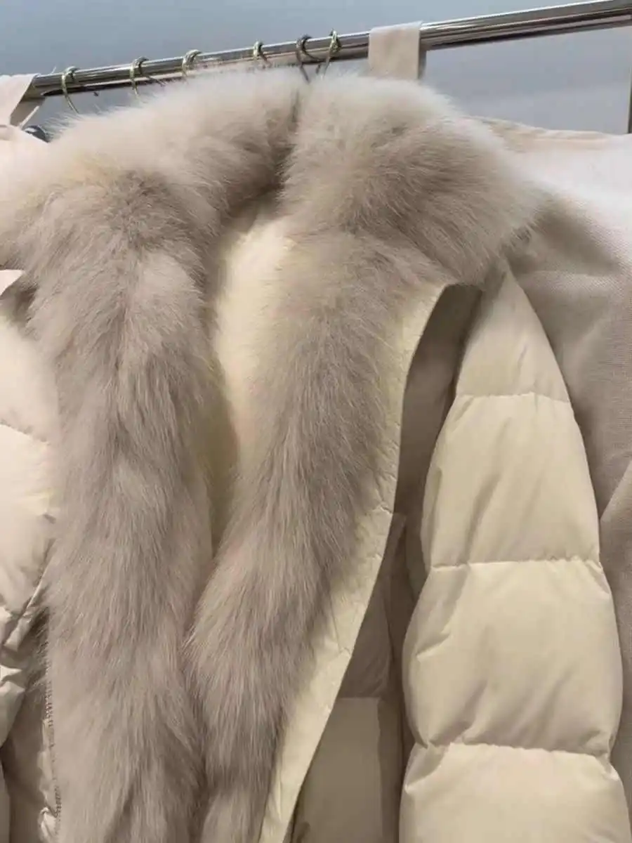 Winter Women Padded Jacket Old Money Fur Collar Parkas Puffer Jacket Oversize Tide Thick Down Jacket Outwear With Glove 2000s