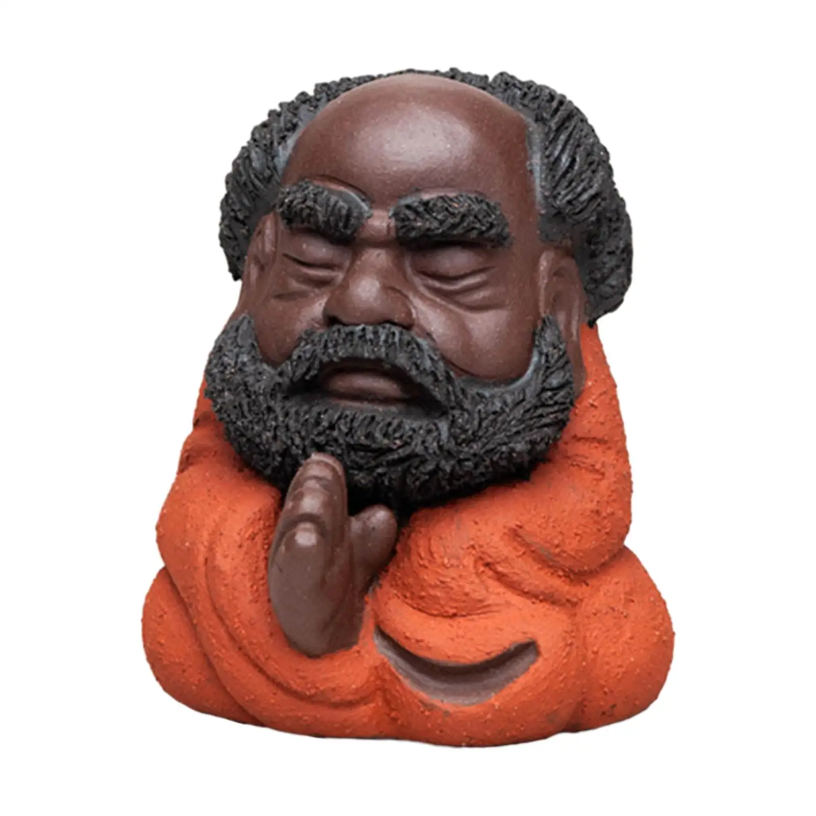 Bodhidharma Figurine Tea Pet Collectible Desktop Ornament Buddha Statue for Centerpiece Shelf Living Room Desk Bookshelf