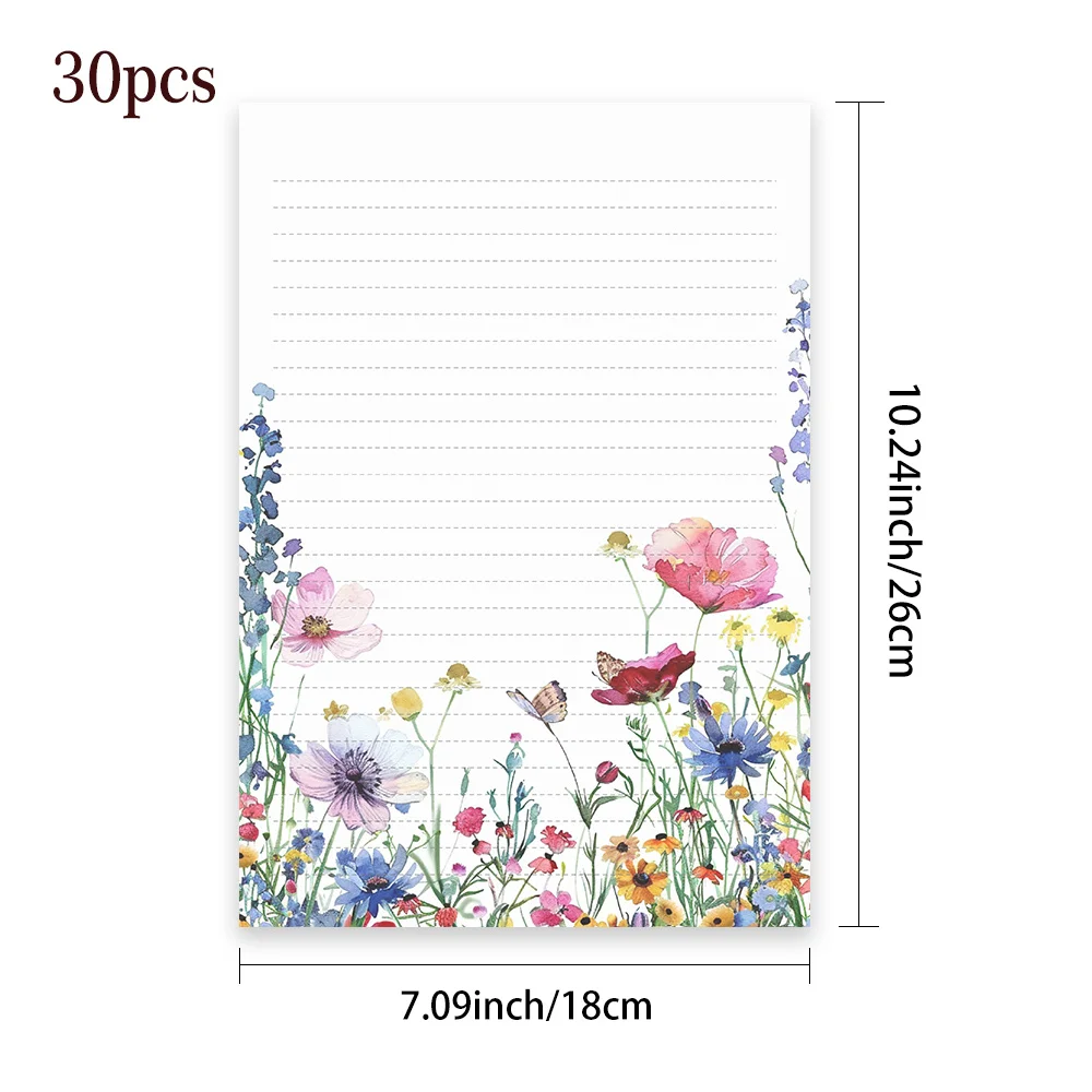 30 Sheets, B5 Watercolor Small Town Landscape Writing Paper, Lined, Glue-free, Very Suitable For Notebooks, Memos, And Stickers
