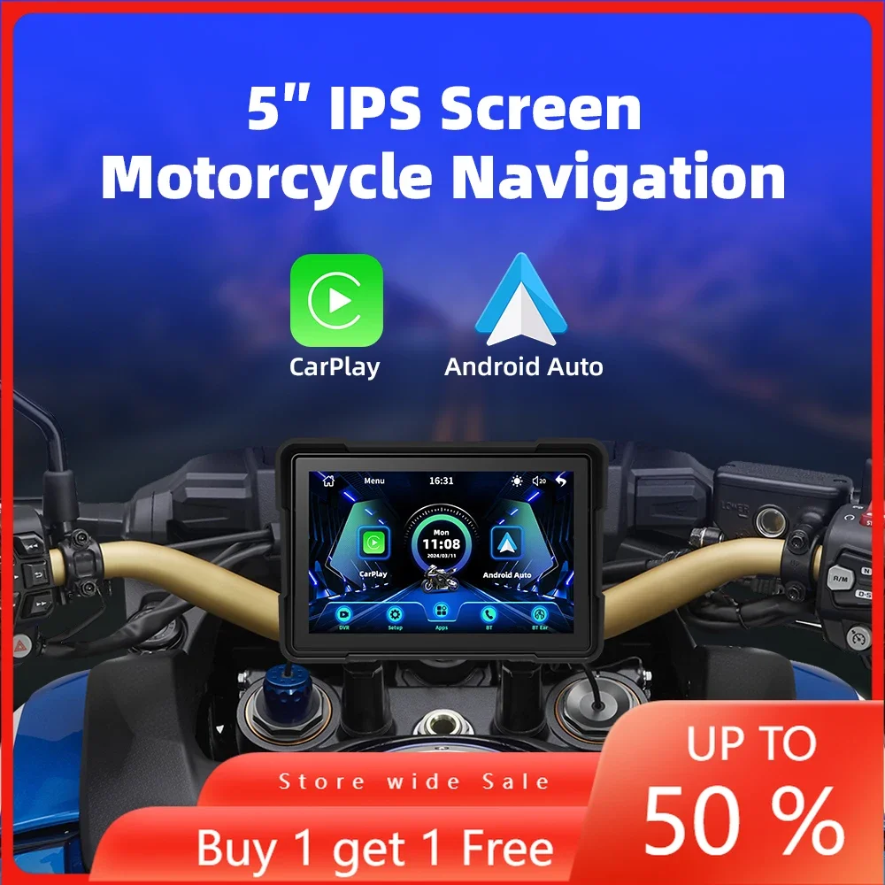 MTC-16 Portable Motorcycle DVR Navigator WiFi CarPlay Android Automatic Touch Screen Mirror