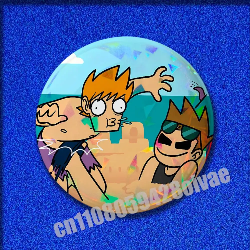 

For Emblem Round Ornament 75mm Cosplay Brooch Button E-Eddsworld T-Tord Edd Pins Insignia Badge Pin Cover