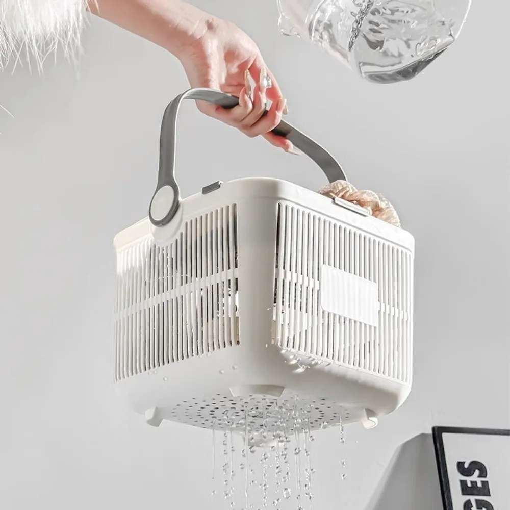 New Dual Compartment Bath Basket Portable Hand-held Toiletries Basket Water-Resistant Multifunctional Storage Basket Household