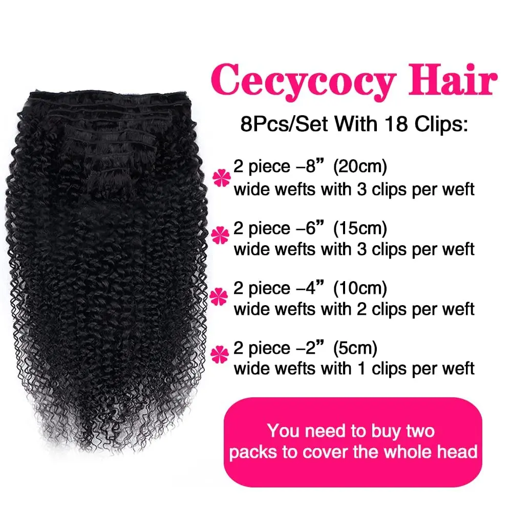 Kinky Curly Clip In Human Remy Hair Extensions 8-26 Inch Kinky Curly Clips Hair Extensions 100% Human Hair For Women