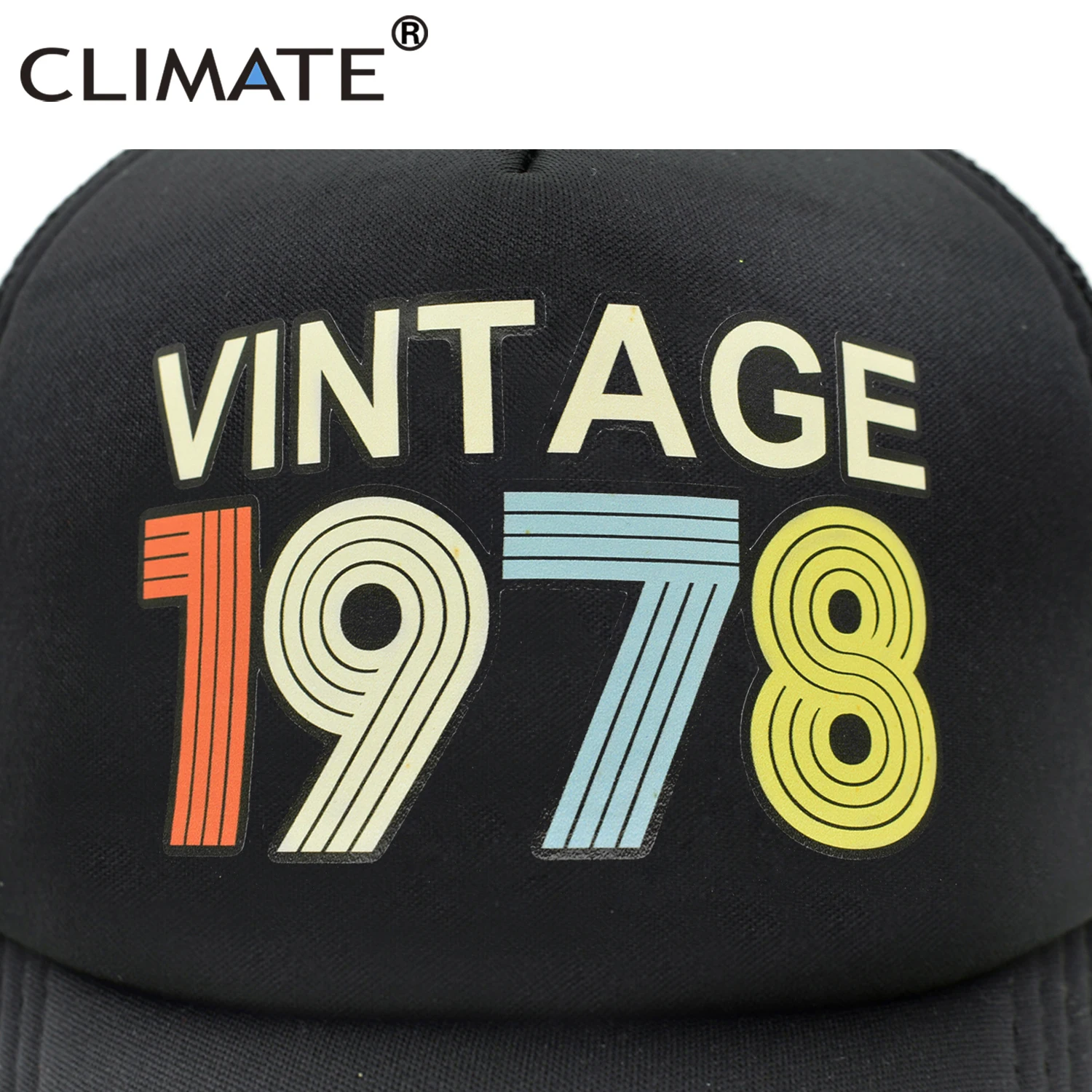 CLIMATE Vintage 1978 Cap 1978 Vintage Trucker Cap Men Retro 40th Birthday Gift Baseball Caps Black Cool Trucker Caps Hat