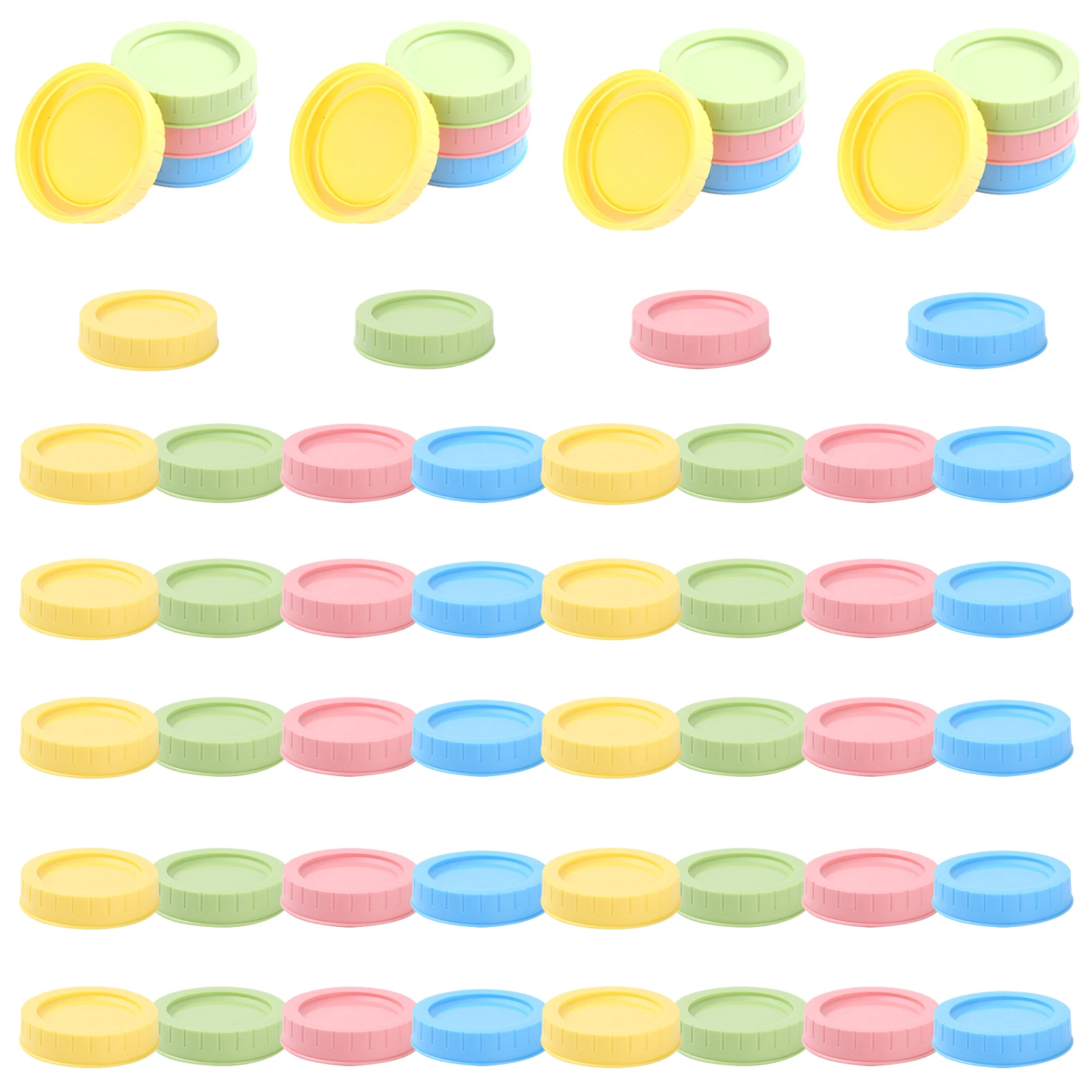 

60Pcs Plastic 70mm Mason Jar Lid Good Sealing Canning Cover Heat Resistant Reusable Jar Lid Easy to Open for Mason Canning