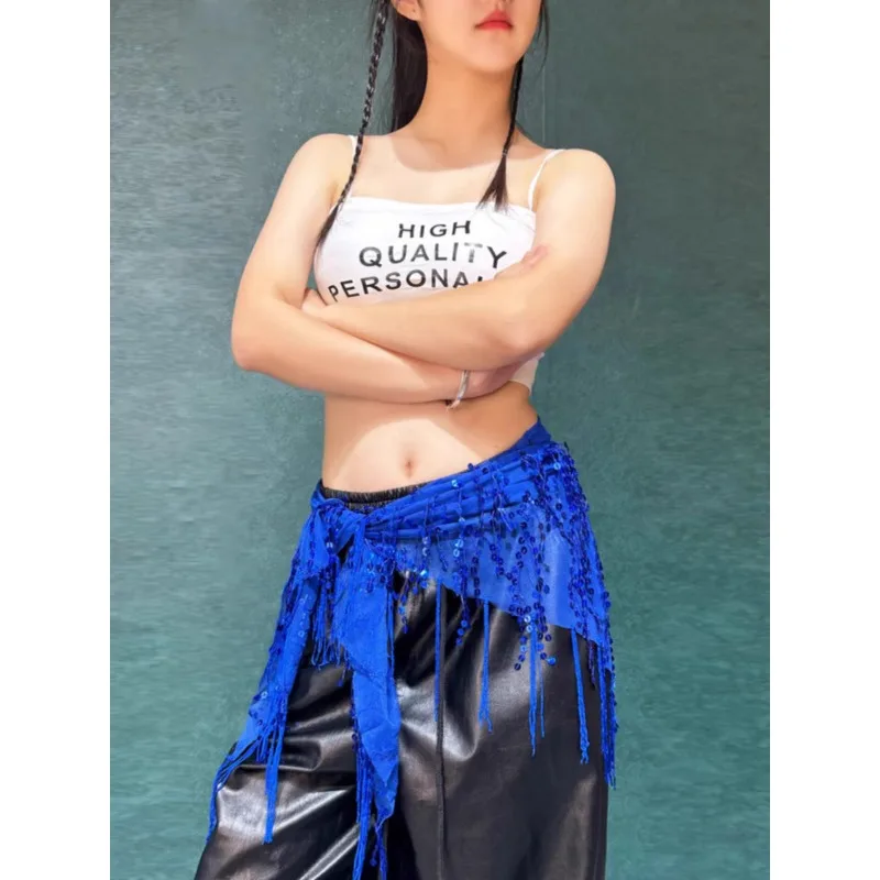 カスタマイズされたジャズベリーダンスウエスト装飾バットカーテンストリートトレンディなブランド三角スカーフスパークルタッセルウエストチェーンヒップスカーフ