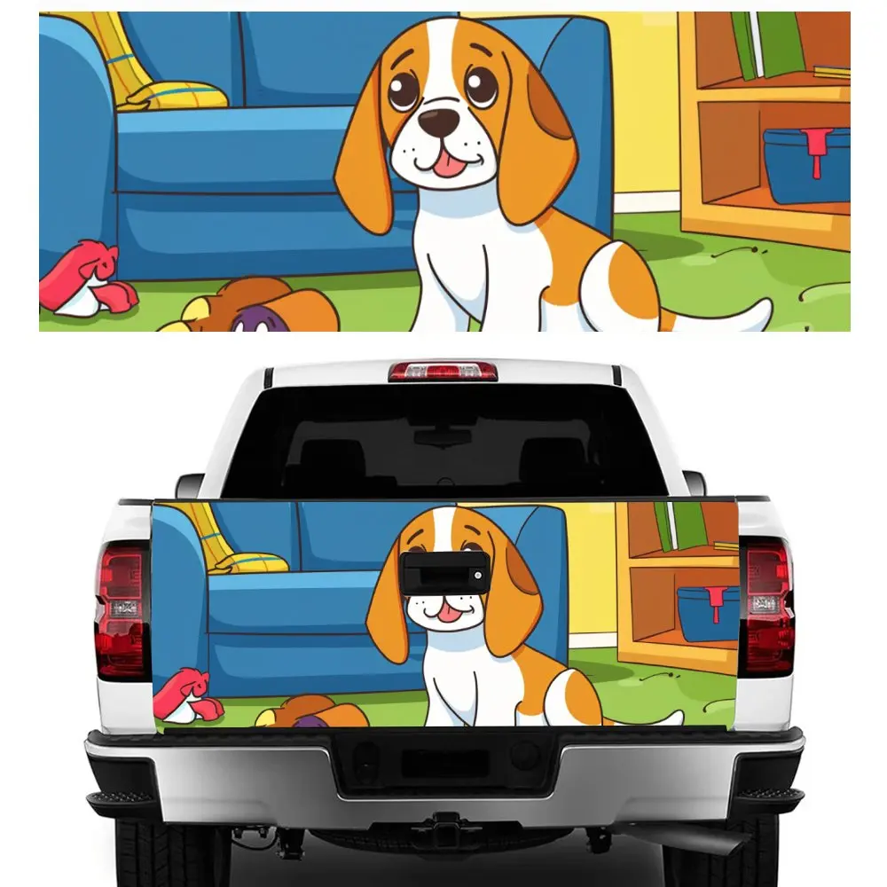 Cartoon Beagle Dog House Print Car Tail Trunk Protect Vinly Decal Auto Accessories Hood Decoration Sticker for Off-road Pickup