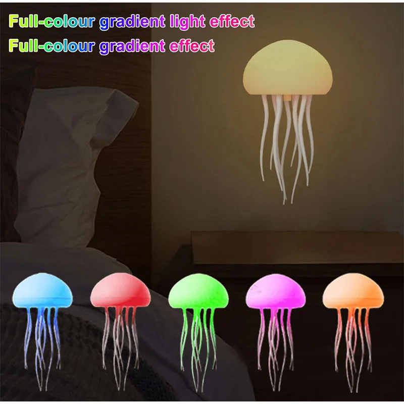 Medusa creativa Design più recente Illuminazione sfumata a colori Lampada medusa Luce di controllo vocale Luce con gambe rotanti 2024