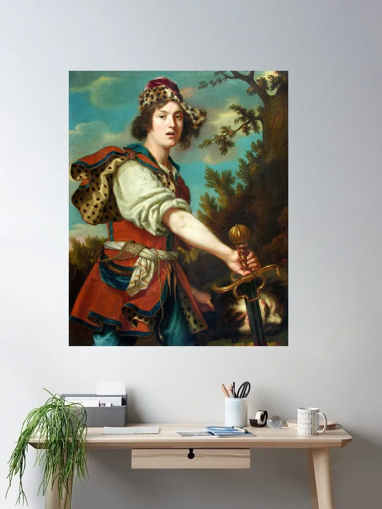 Andreas Möller - Dawid z głową Goliata, Art Print Canvas Poster, Living Room Decor, Home Wall Picture