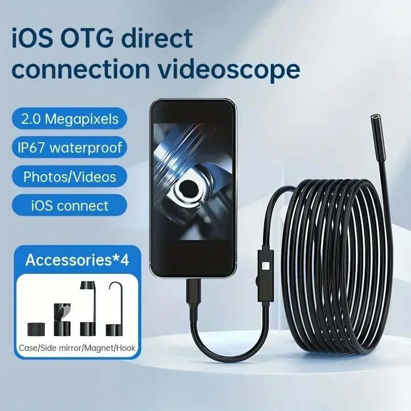 Mini HD Endoscope Camera Waterproof IP67 Industrial Camera Endoscope for Android Phone Camera, Pipe Inspection, Industrial, Auto